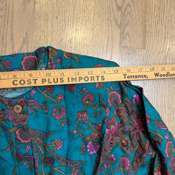Diane Von Furstenberg Teal Paisley Floral Rayon Jumpsuit Playsuit 80s Size S - Picture 6 of 11